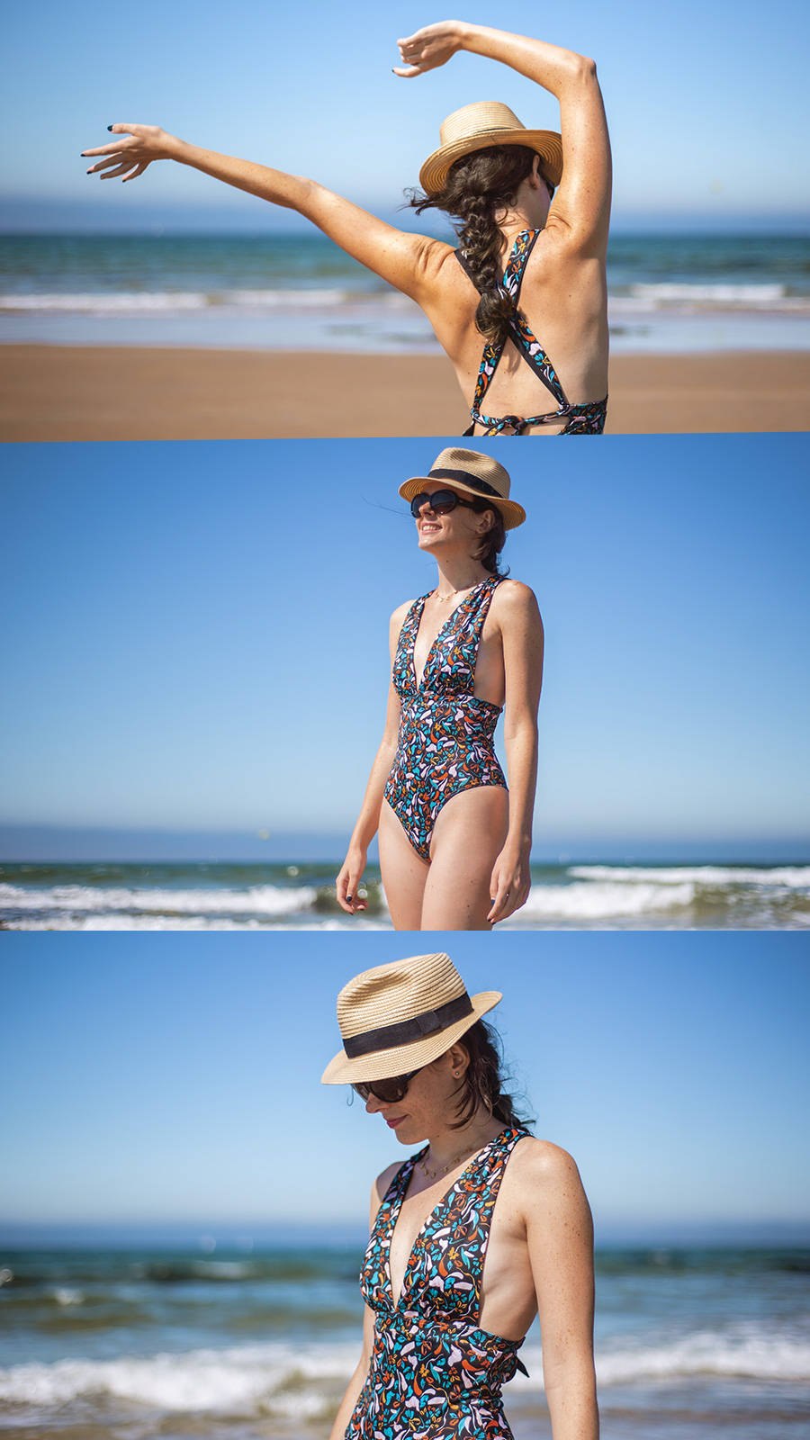 blue atelier eco swimming suits brand photos by lorenna martin horizontal collage
